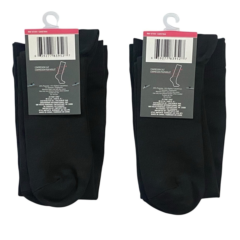 Juncture Knee High Compression Socks 2 Pairs 15-20 mmHg Womens Size 5-9 Black - Picture 2 of 5